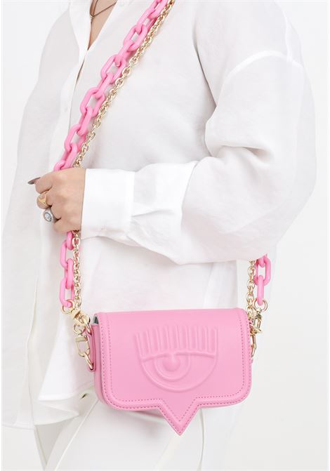 Sachet Pink leather shoulder bag with embossed logo for women CHIARA FERRAGNI | 76SB4BA2ZS517454